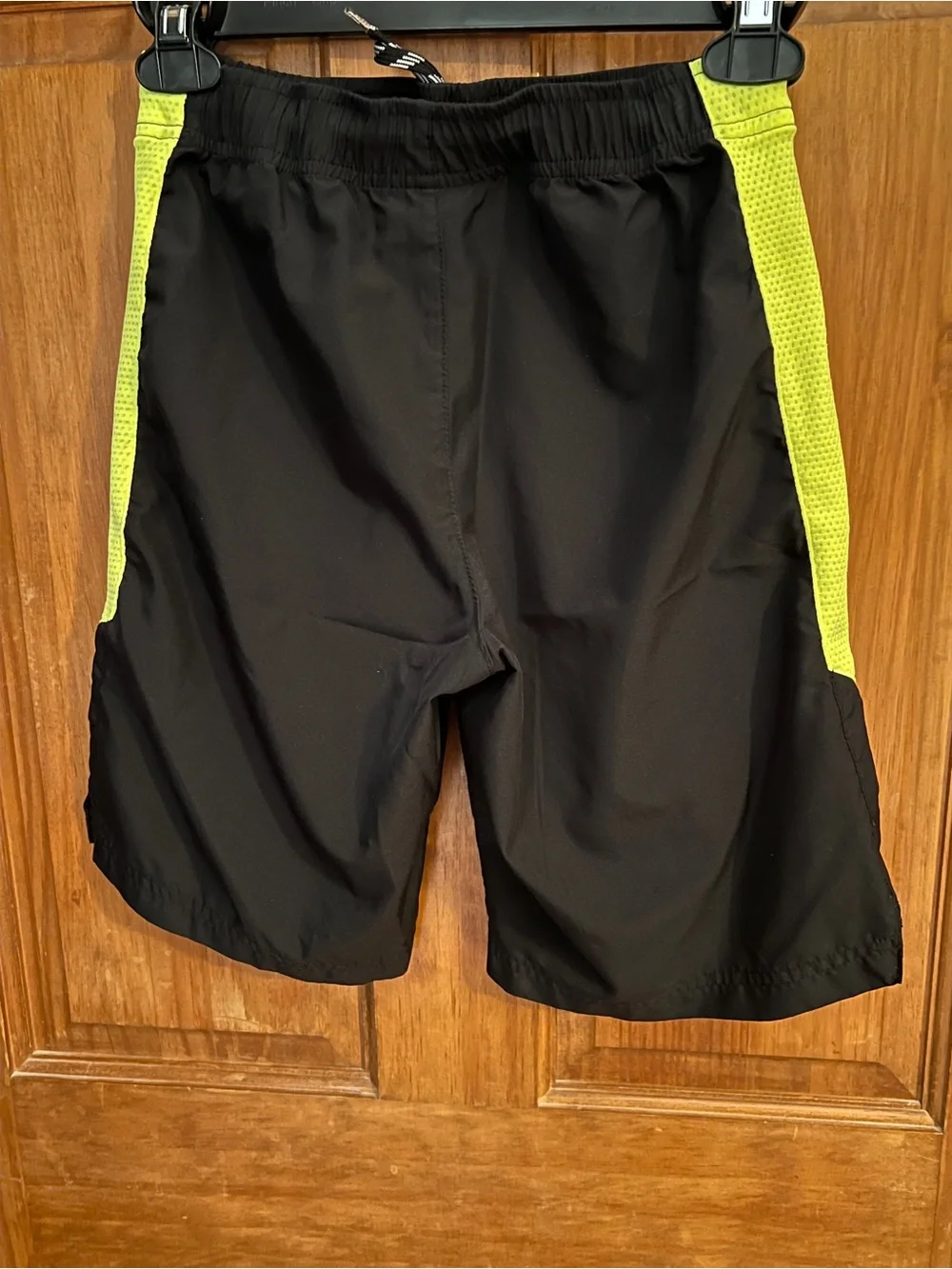 Boy’s Black Athletic Shorts with Neon Yellow Panels